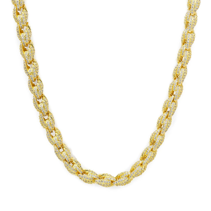 10mm Iced Rope Chain in Gold