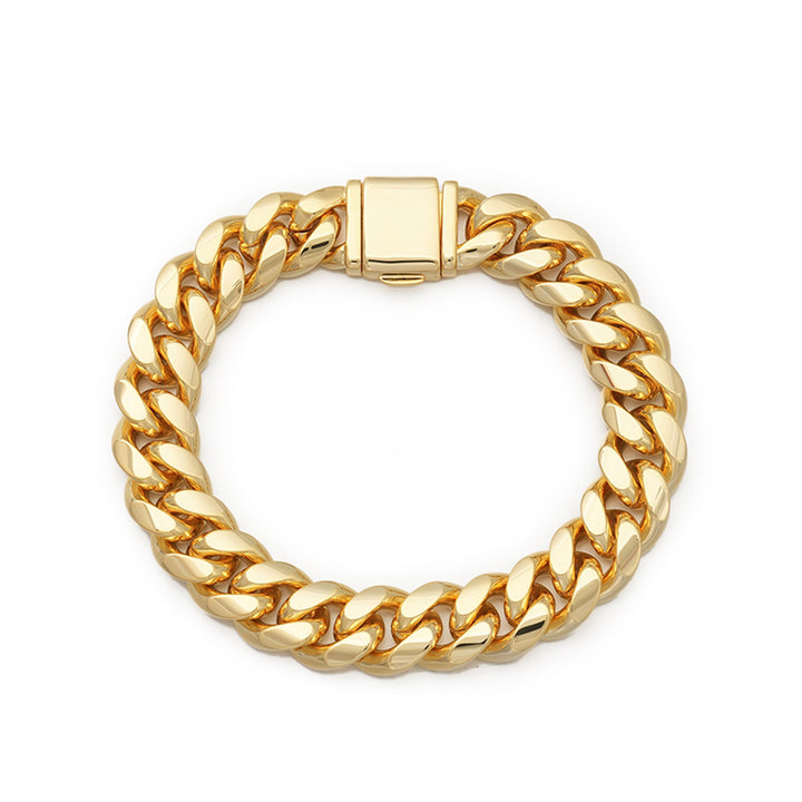 12mm Cuban Link Bracelet in Gold