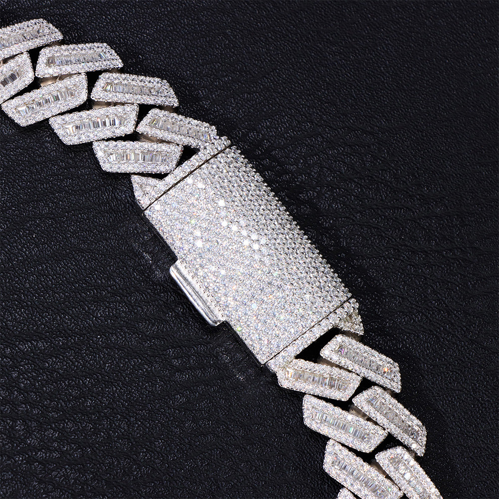 14 mm zweireihiges kubanisches Gliederarmband in Weißgold