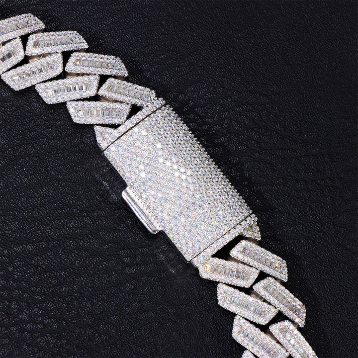14 mm zweireihiges kubanisches Gliederarmband in Weißgold