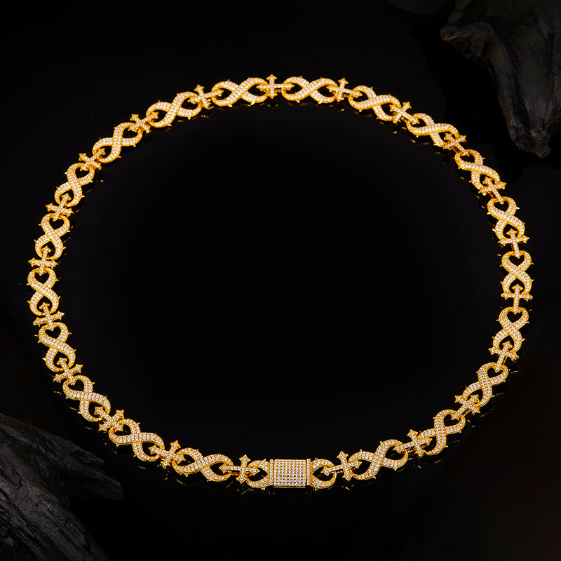 14MM Moissanite Thorns Cross Infinity Chain