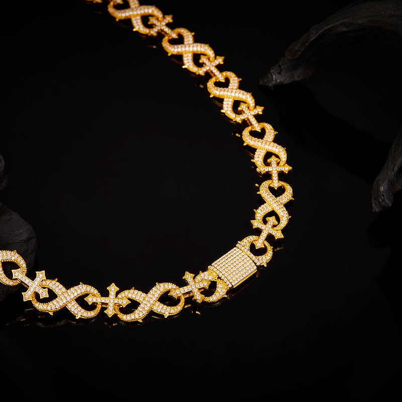 14MM Moissanite Thorns Cross Infinity Chain