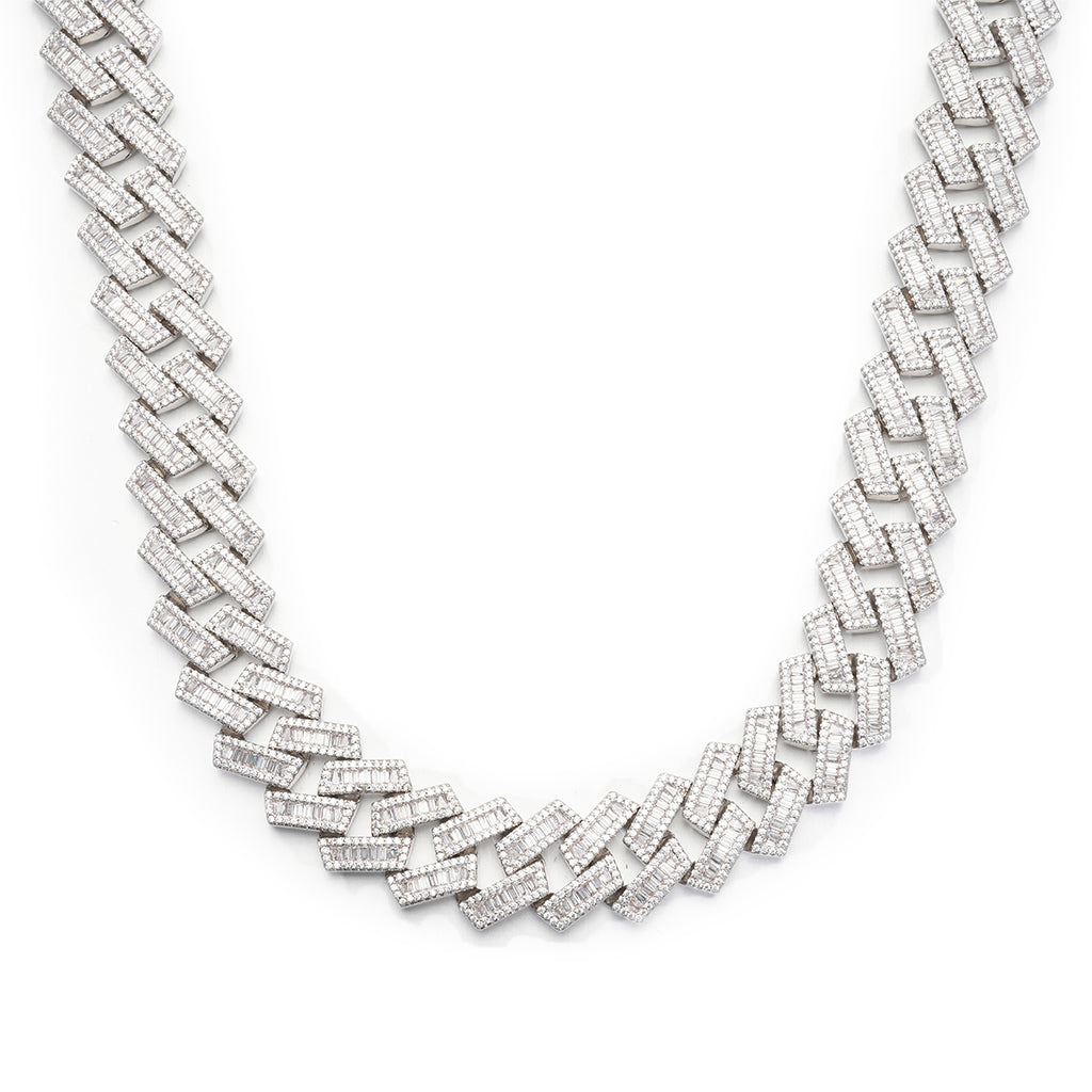 Custom Baguette Prong Cuban Link Chain