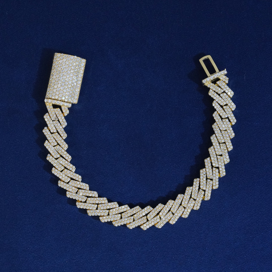 10mm Moissanite 2-Row Cuban Extended Clasp Bracelet