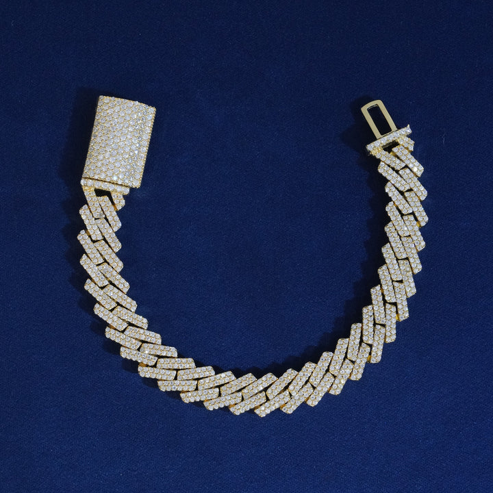 10mm Moissanite 2-Row Cuban Extended Clasp Bracelet