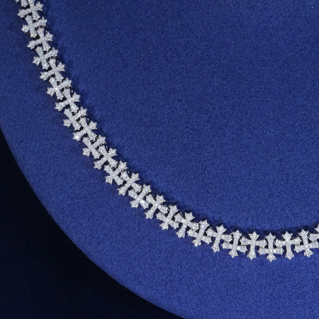 Moissanite 8.5MM Cross Link Chain