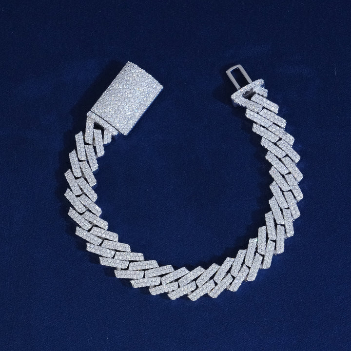 10mm Moissanite 2-Row Cuban Extended Clasp Bracelet
