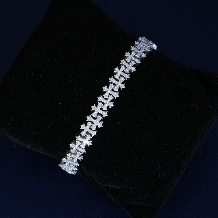 Moissanite 8.5MM Cross Link Bracelet