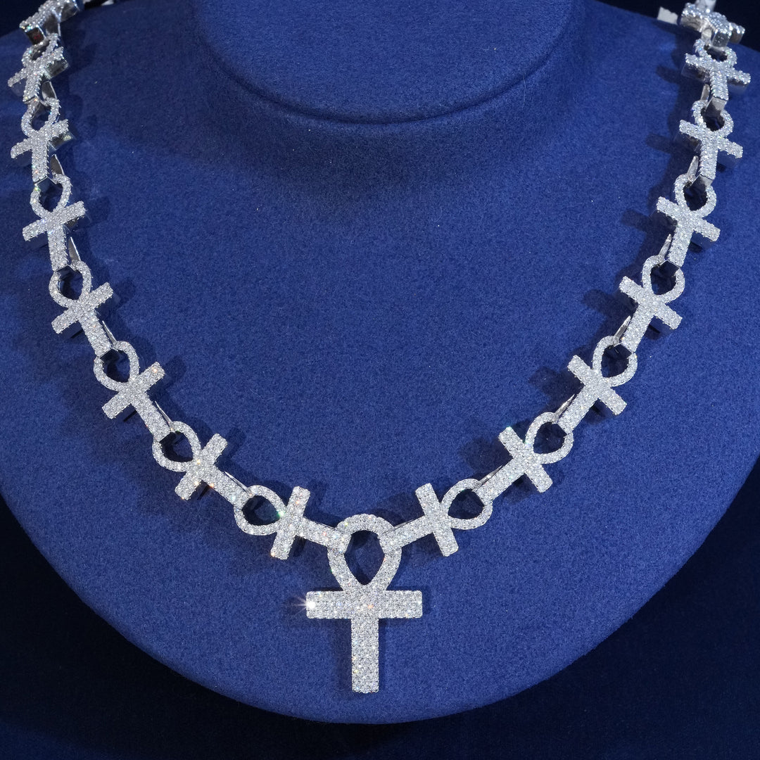 Moisanite S925 13mm Ankh Chain Necklace