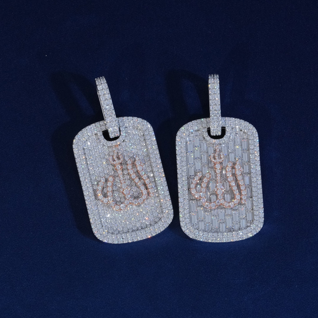 Moissanite Dog Tag Iced Out Pendant Necklace