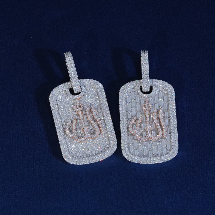 Moissanite Dog Tag Iced Out Pendant Necklace