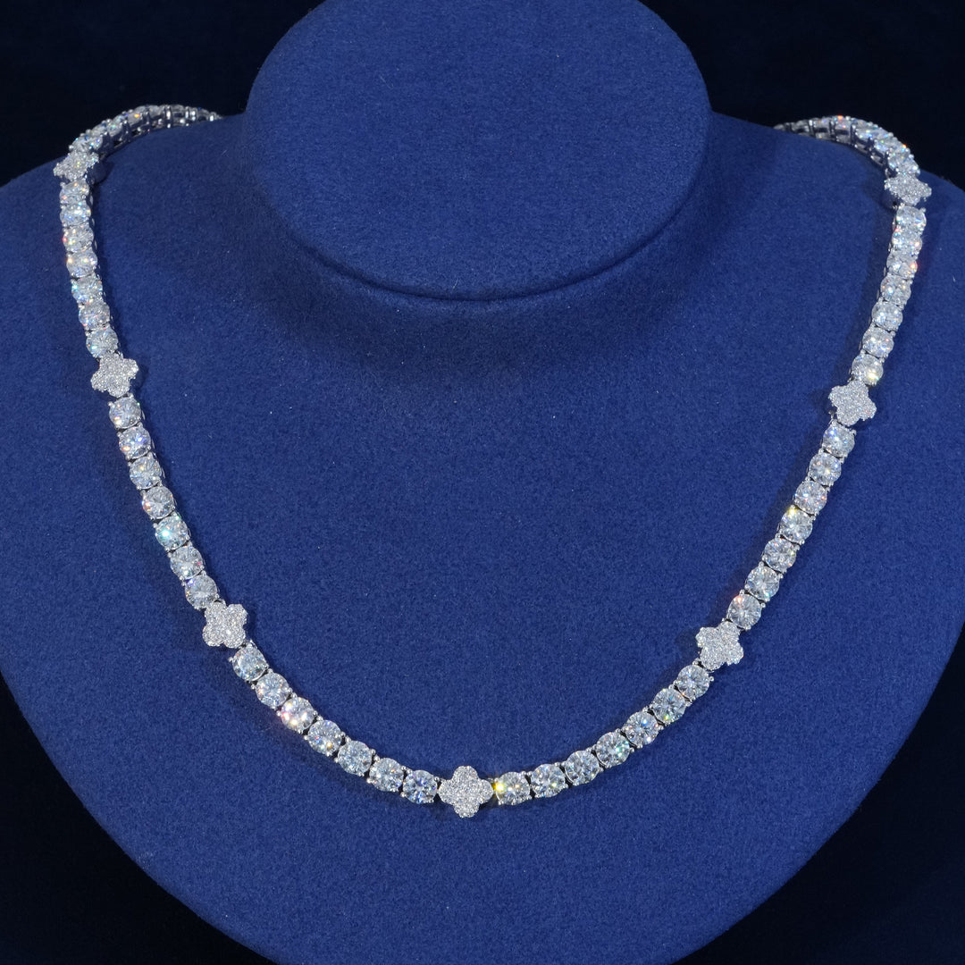 5mm Moissanite Clover Tennis Chain Necklace