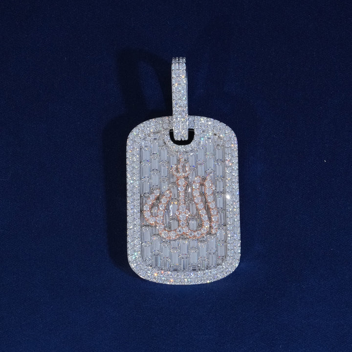 Moissanite Dog Tag Iced Out Pendant Necklace