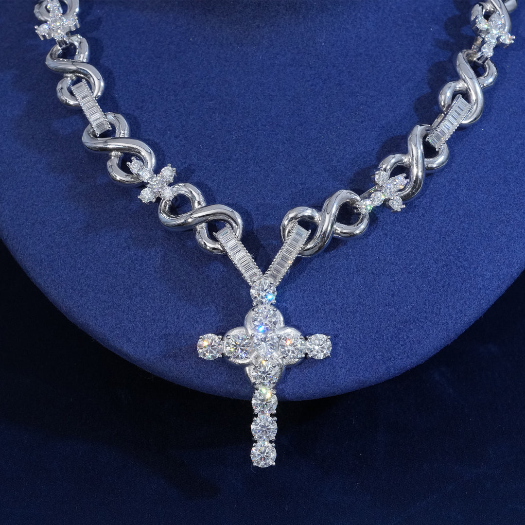 13mm Moisanite S925 infinity Cross Chain