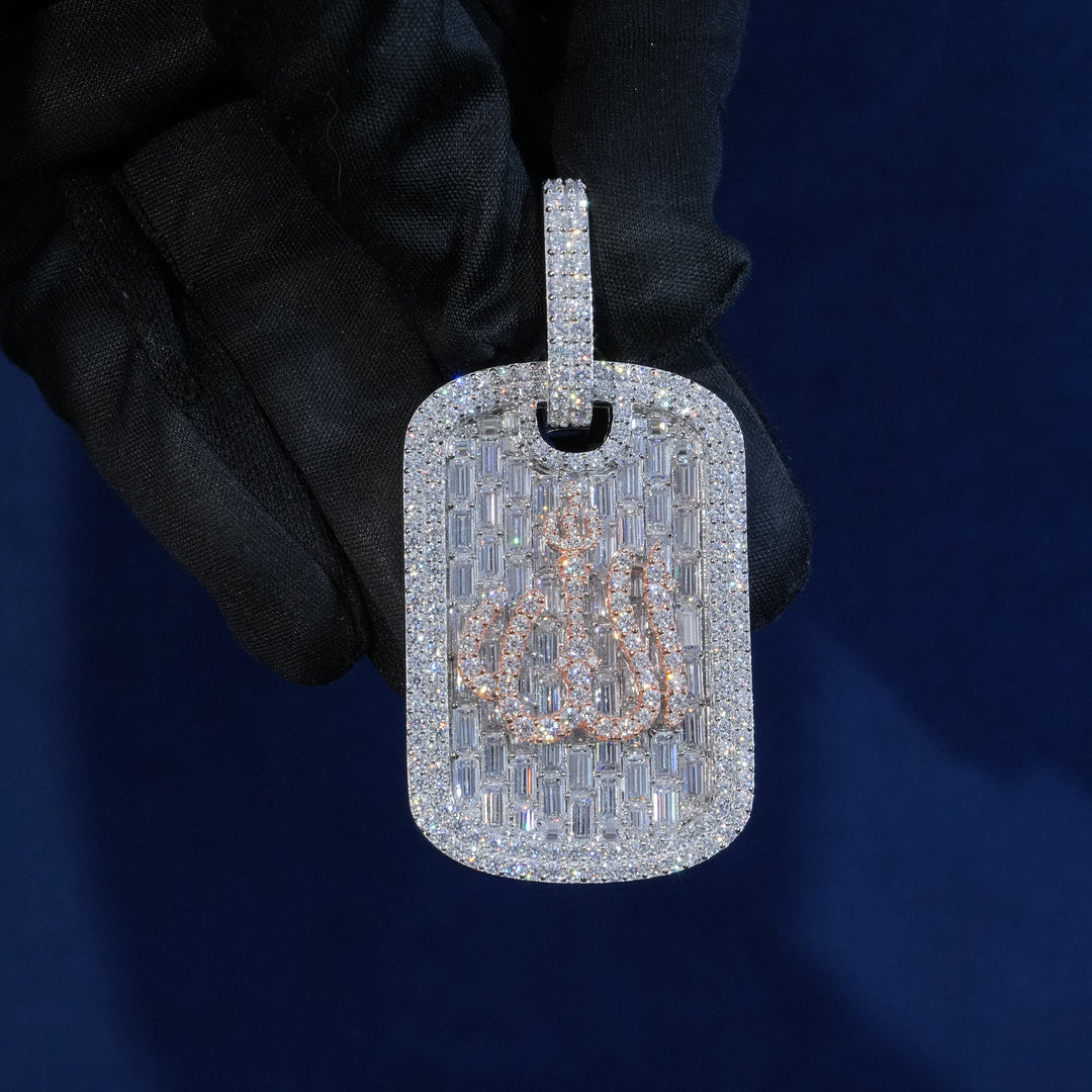 Moissanite Dog Tag Iced Out Pendant Necklace