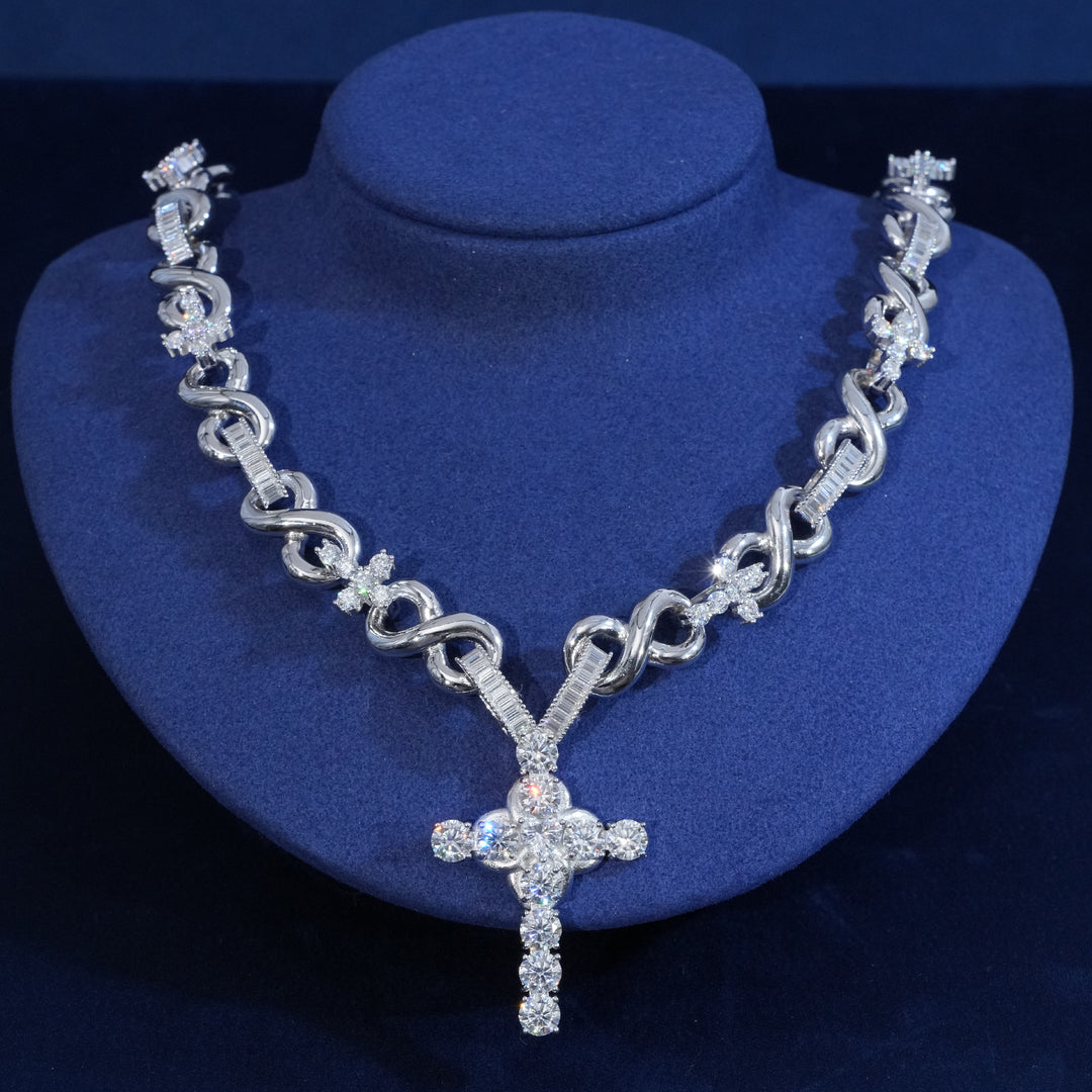 13mm Moisanite S925 infinity Cross Chain