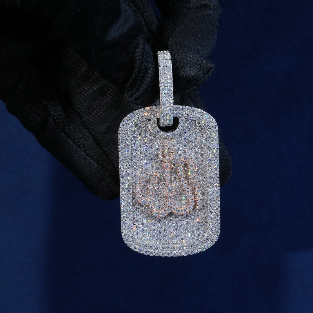 Moissanite Dog Tag Iced Out Pendant Necklace