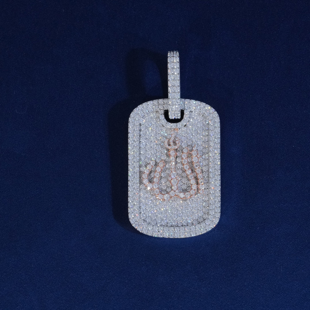 Moissanite Dog Tag Iced Out Pendant Necklace