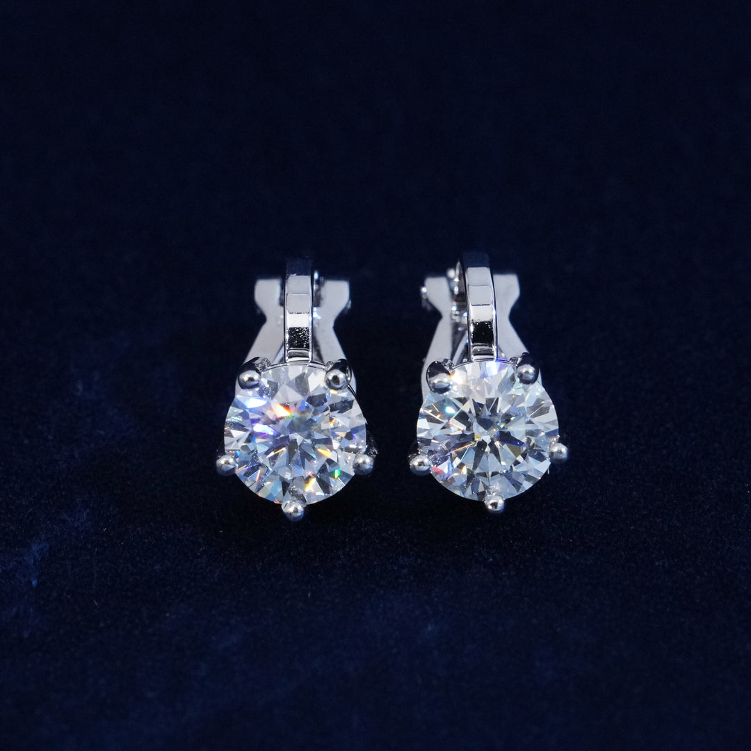 Moissanite Round Cut Earrings