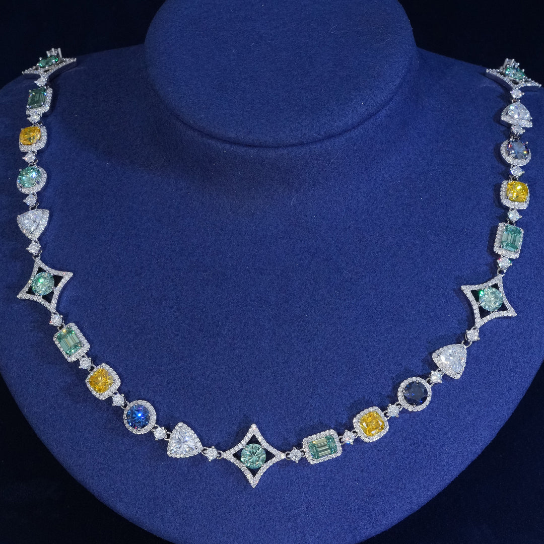 17mm Multicolor Moissanite S925 Star Link Chain