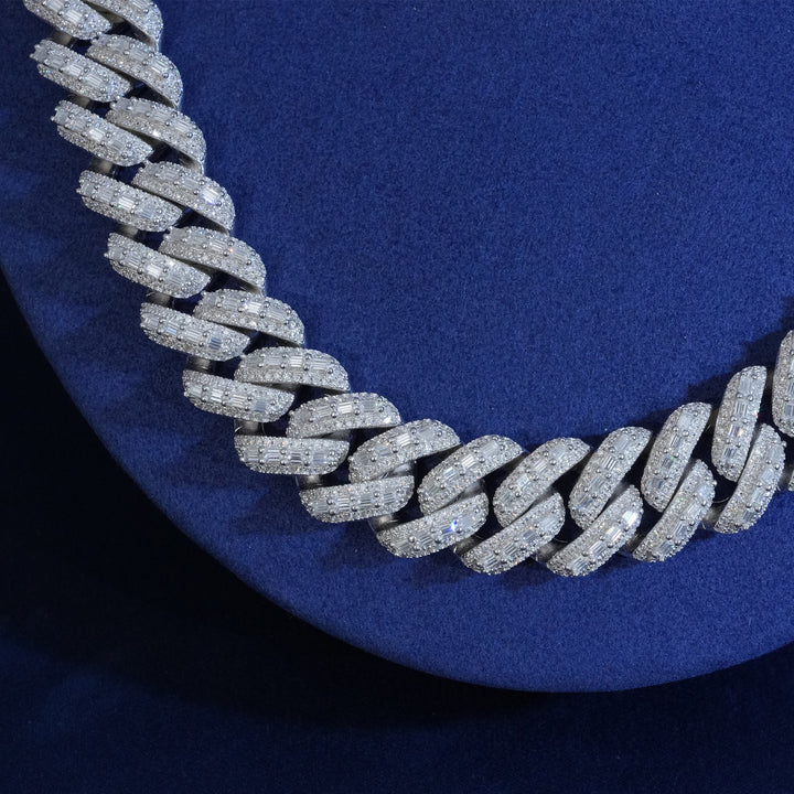 18mm Baguette Prong Cuban Link Chain