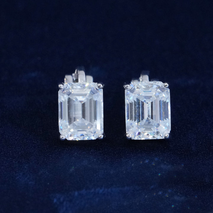 Moissanite 3CT Emerald Cut Earrings