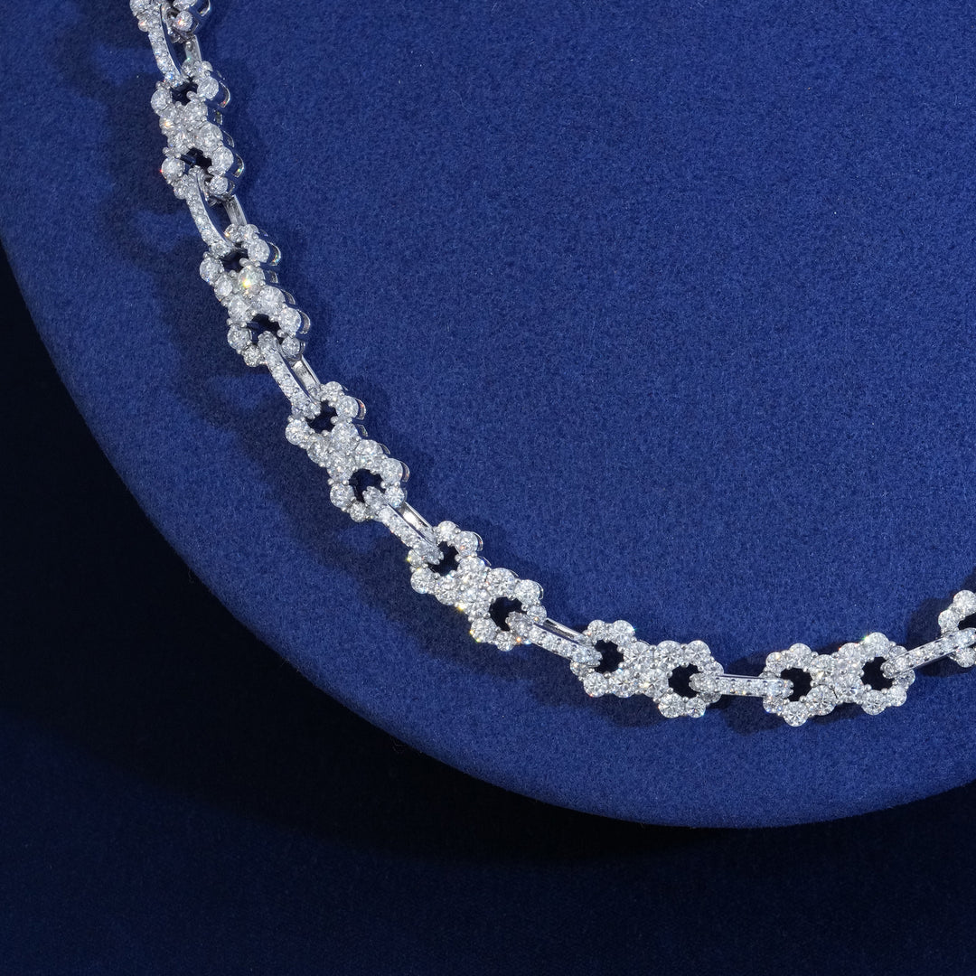 8.5MM Moissanite Clustered Infinity Link Chain
