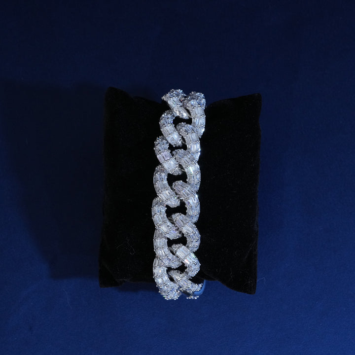 21mm Baguette Diamond Cuban Bracelet