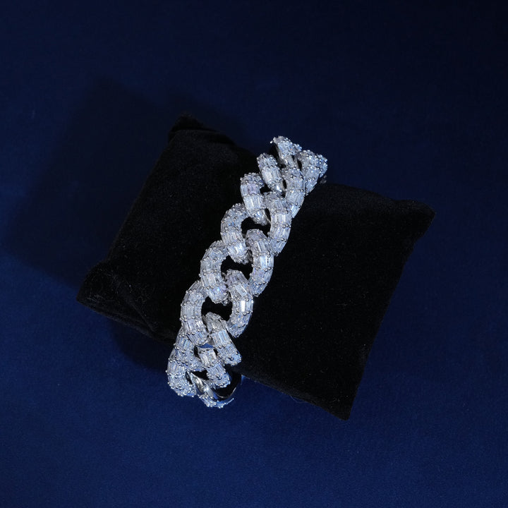 21mm Baguette Diamond Cuban Bracelet