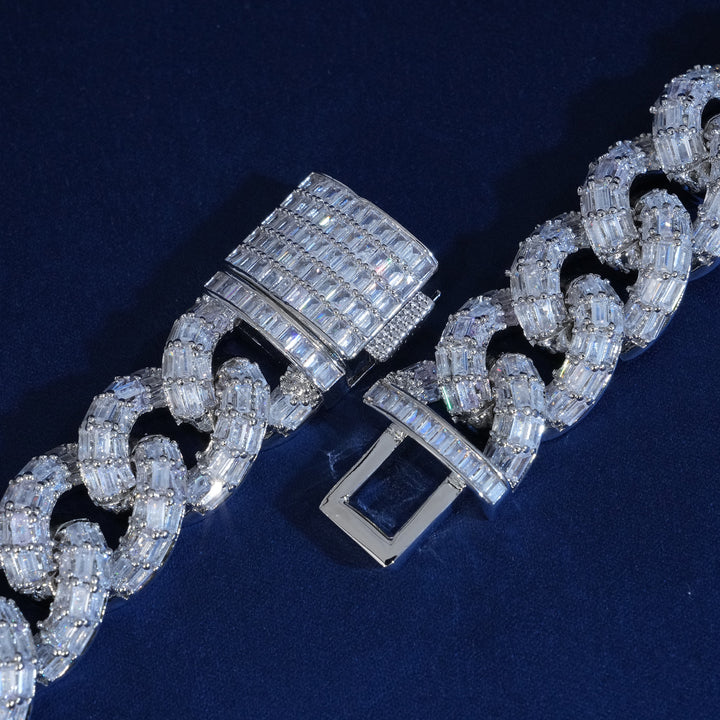 21mm Baguette Diamond Cuban Link Chain