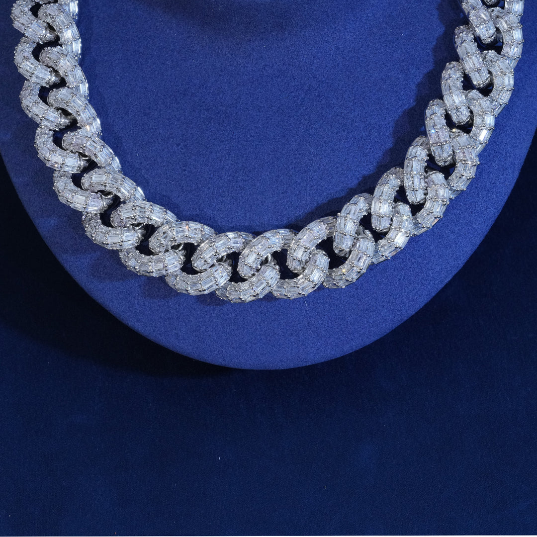 21mm Baguette Diamond Cuban Link Chain