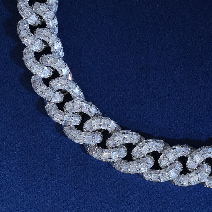21mm Baguette Diamond Cuban Link Chain