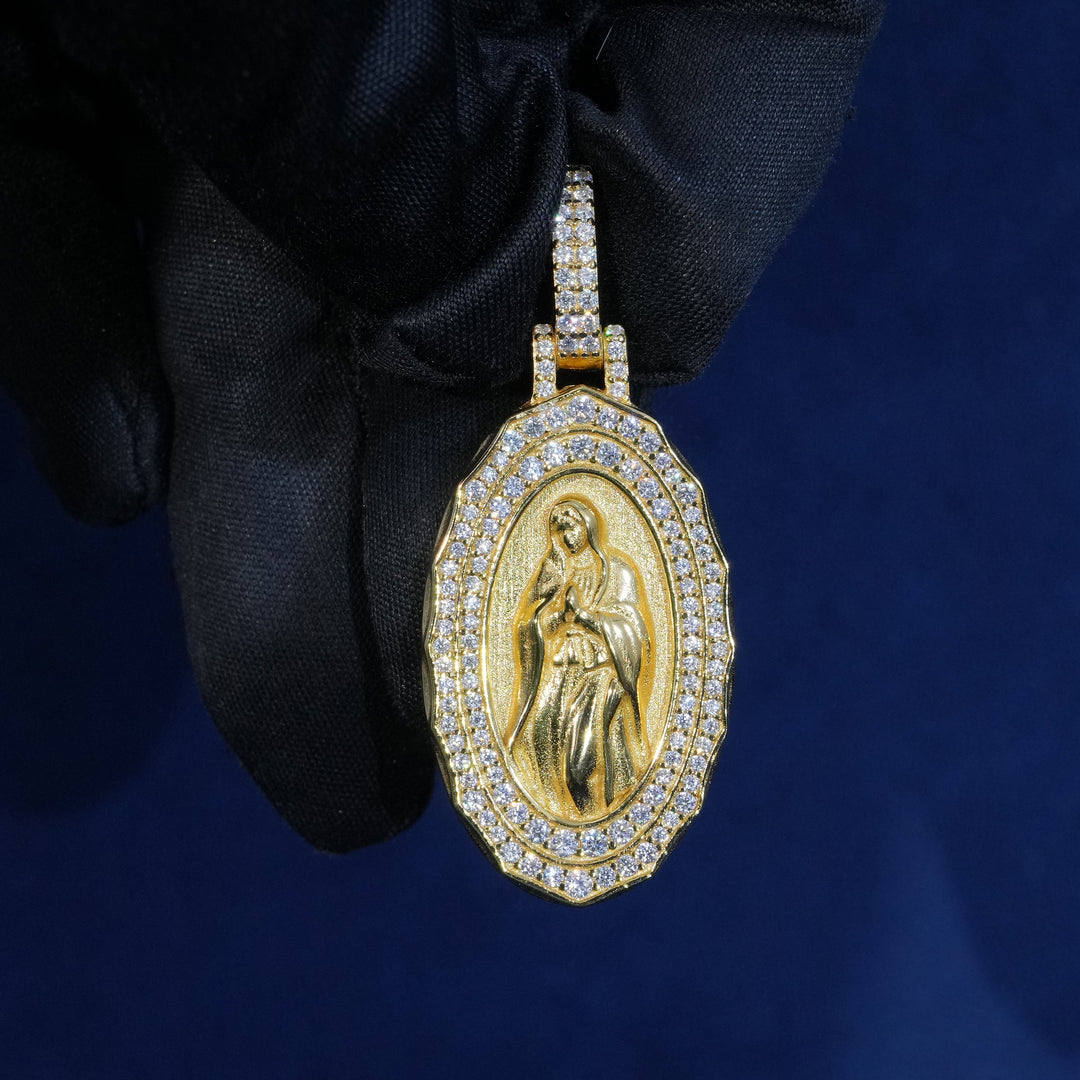 VVS Moissanite 925 Sterling Silver Virgin Mary Pendant