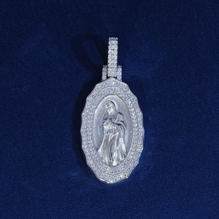 VVS Moissanite 925 Sterling Silver Virgin Mary Pendant