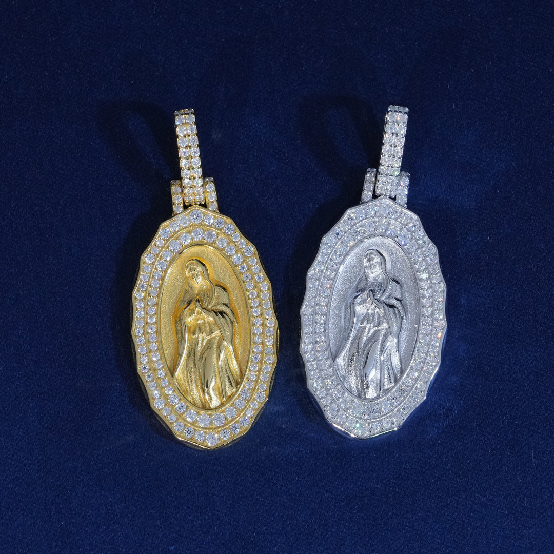 VVS Moissanite 925 Sterling Silver Virgin Mary Pendant
