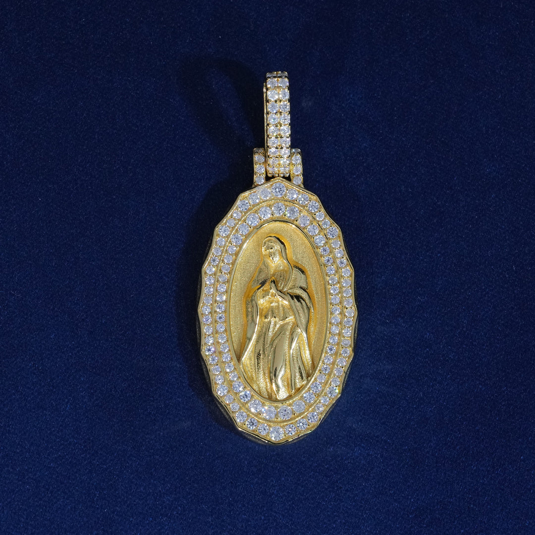 VVS Moissanite 925 Sterling Silver Virgin Mary Pendant