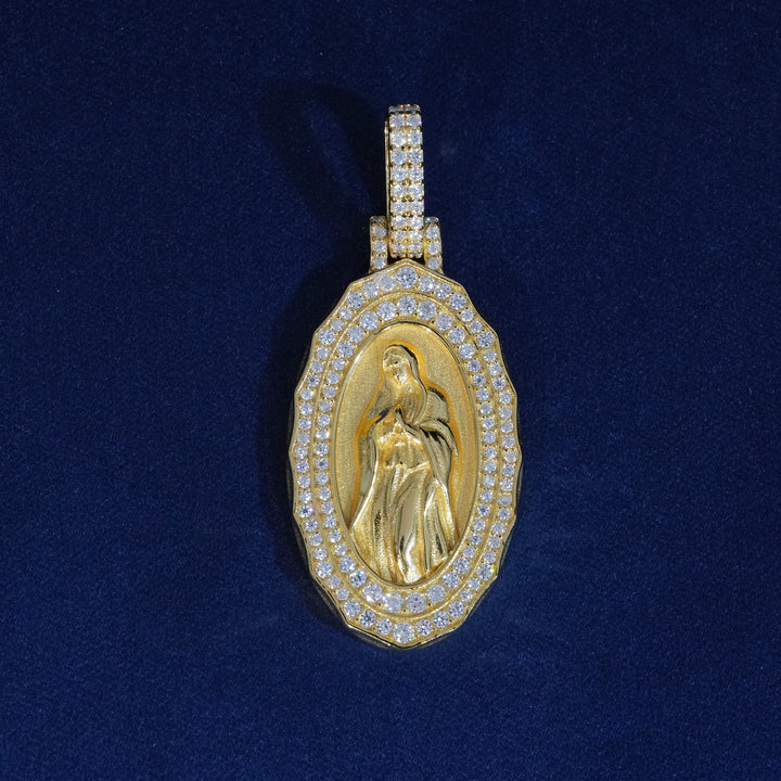 VVS Moissanite 925 Sterling Silver Virgin Mary Pendant