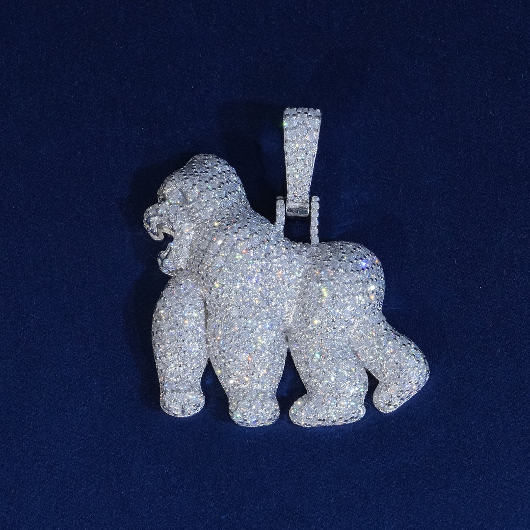 Moissanite 925 Sterling Silve Gorilla Pendant