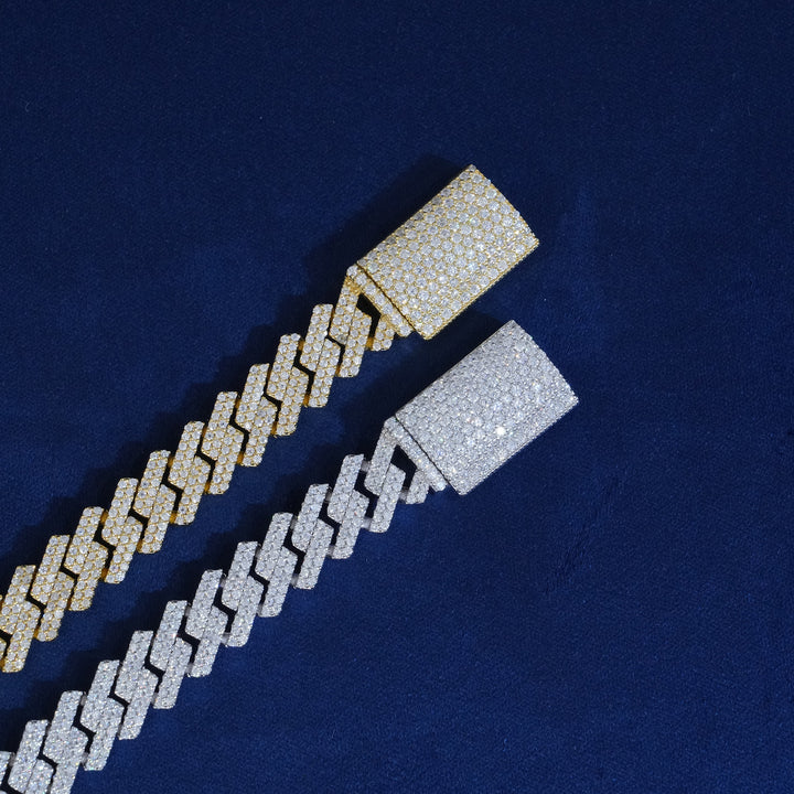 10mm Moissanite 2-Row Cuban Extended Clasp Bracelet