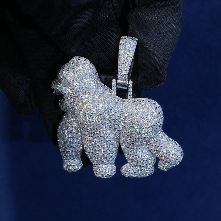 Moissanite 925 Sterling Silve Gorilla Pendant