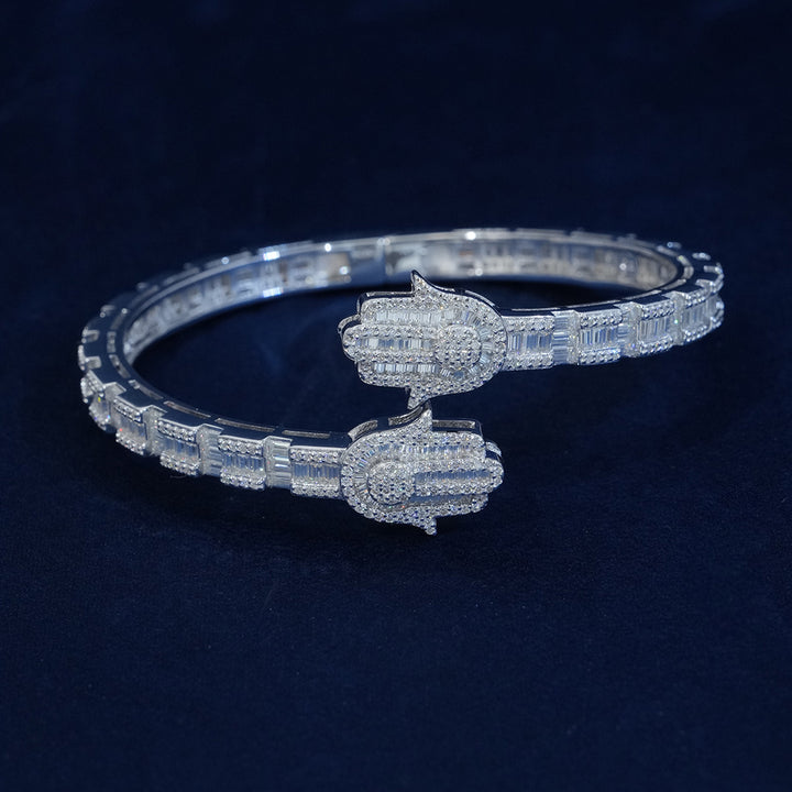 Diamond Baguette Hamsa Bangle Bracelet
