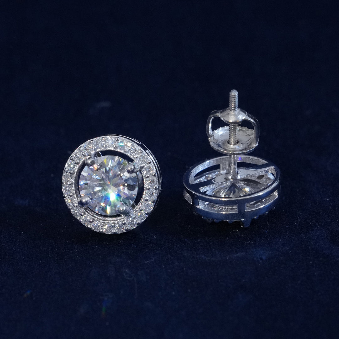Moissanite Round Cut 925 Sterling Silver Earrings