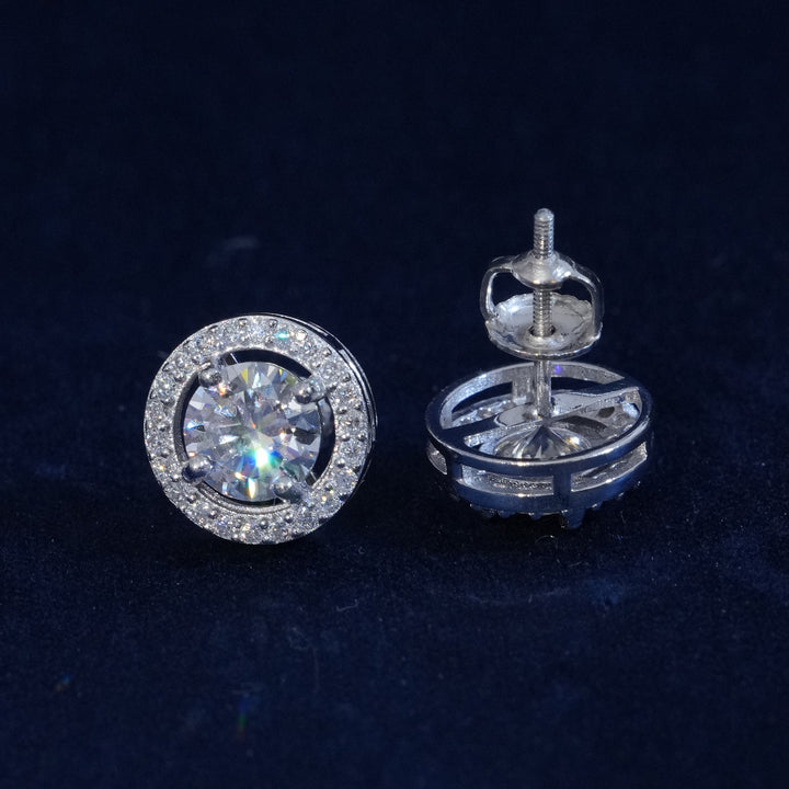 Moissanite Round Cut 925 Sterling Silver Earrings