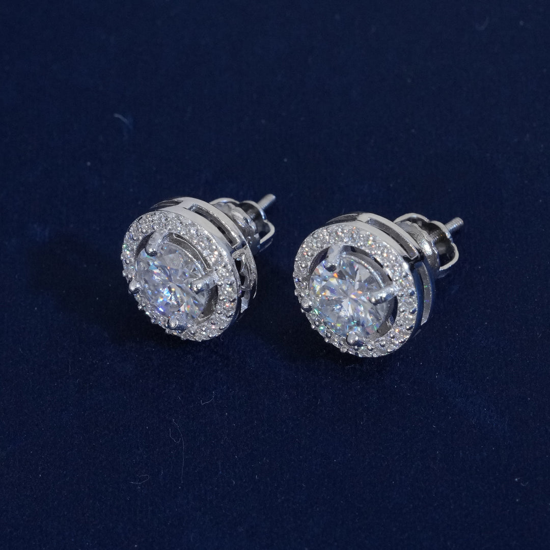Moissanite Round Cut 925 Sterling Silver Earrings
