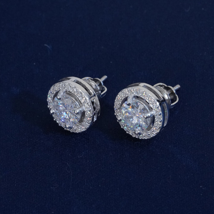 Moissanite Round Cut 925 Sterling Silver Earrings