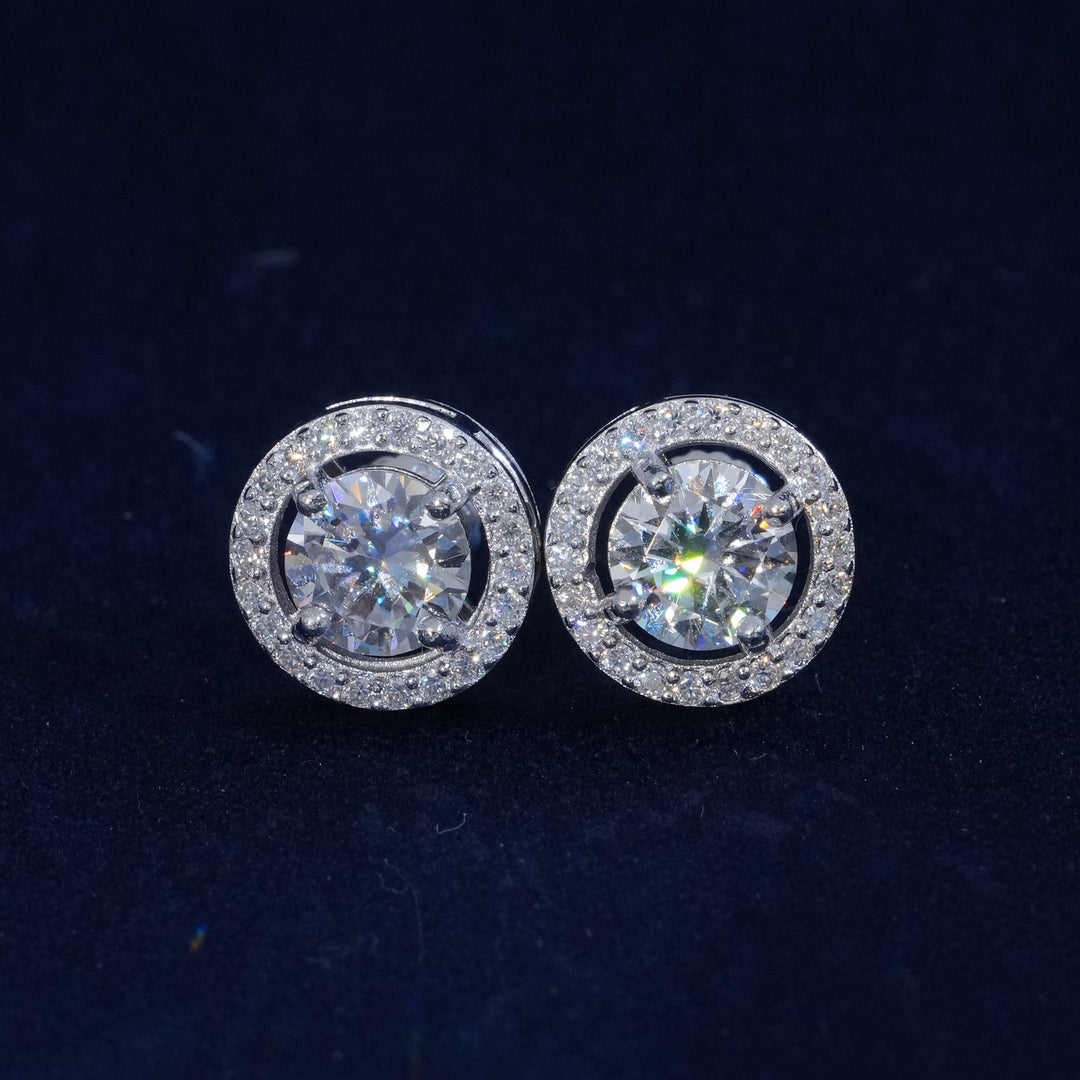 Moissanite Round Cut 925 Sterling Silver Earrings