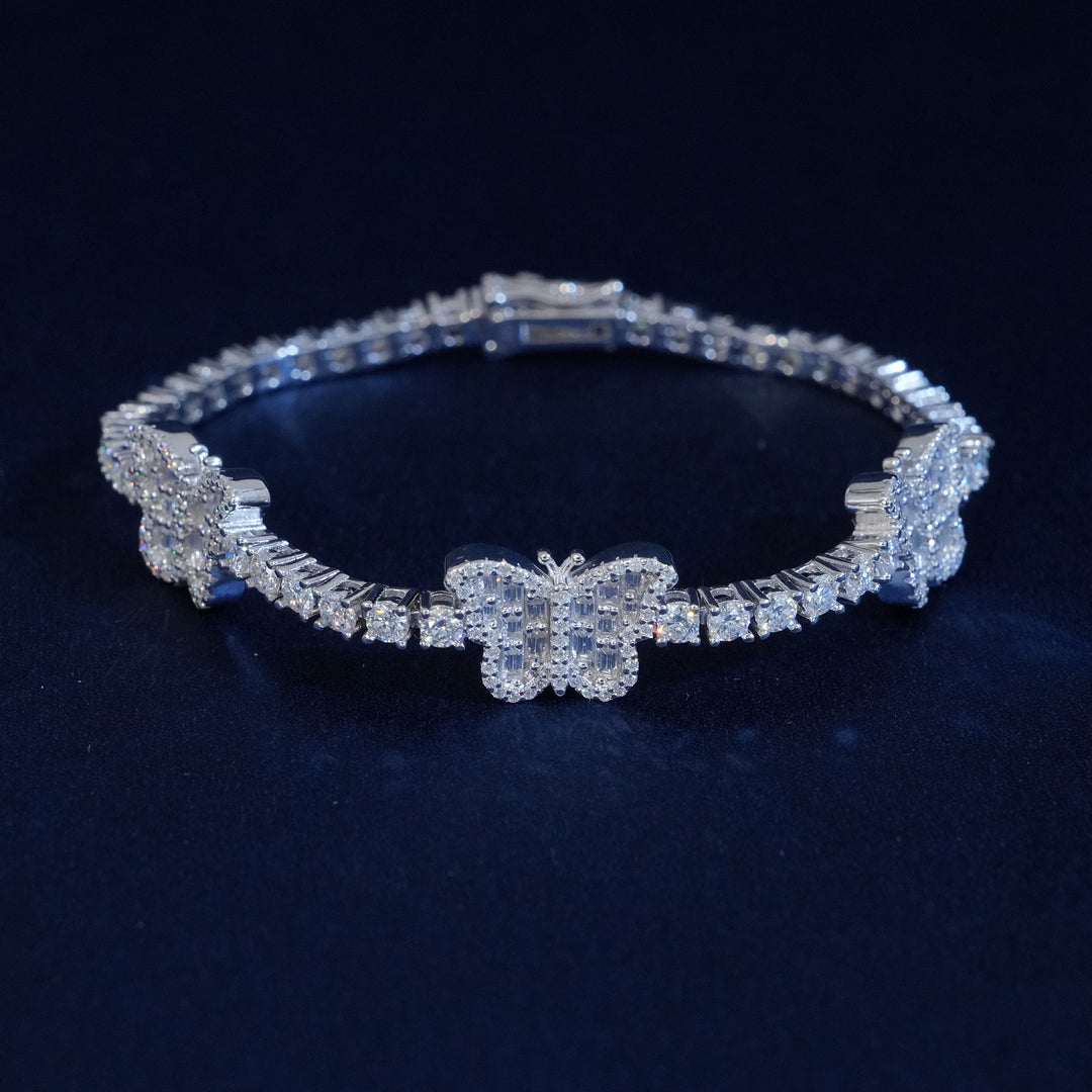Moissanite Baguette Butterfly Tennis Bracelet