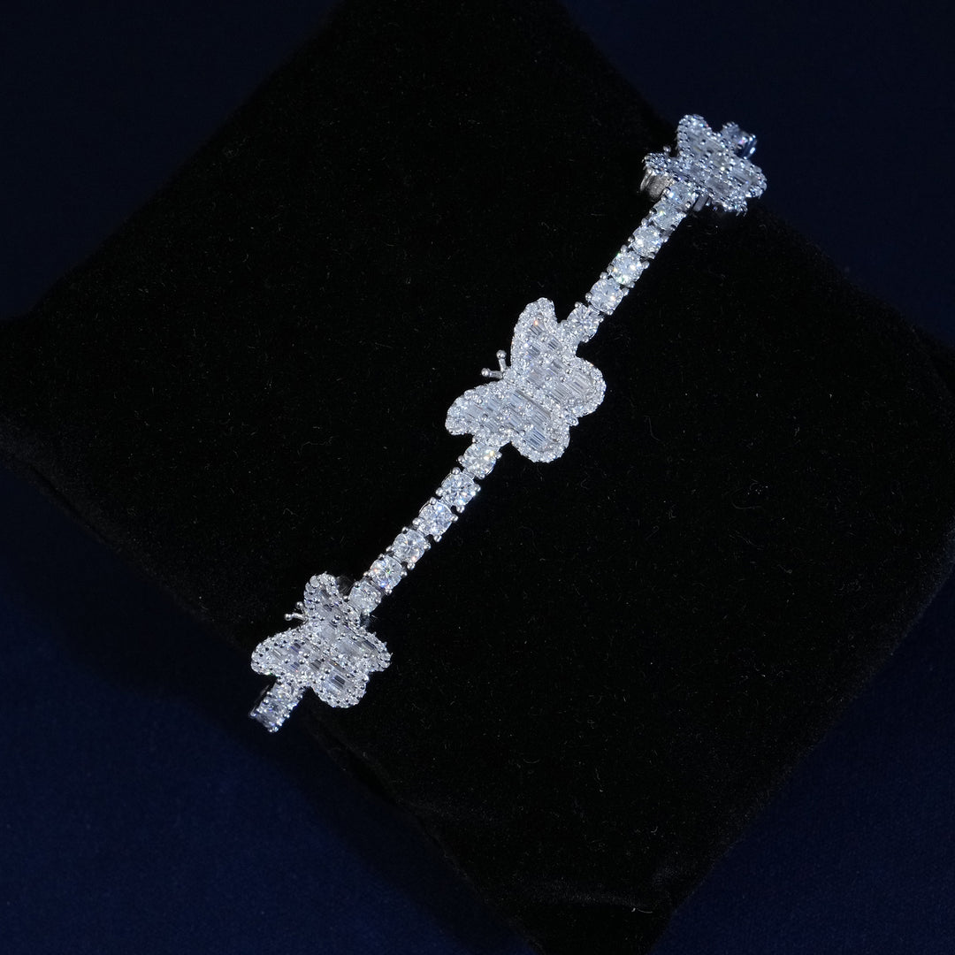 Moissanite Baguette Butterfly Tennis Bracelet