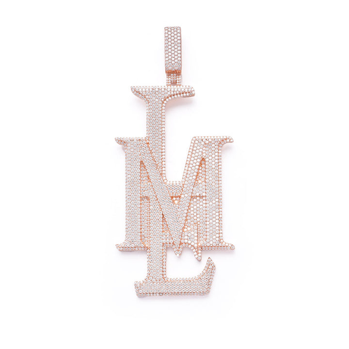Iced Three Initial Monogram Custom Pendant (Moissanite Available)