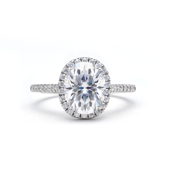 Adorned Halo Oval Cut Moissanite Ring